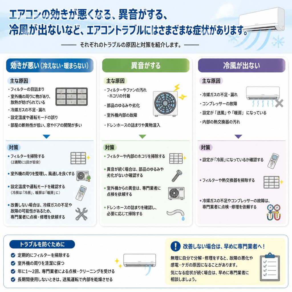2. よくあるエアコントラブルとその症状