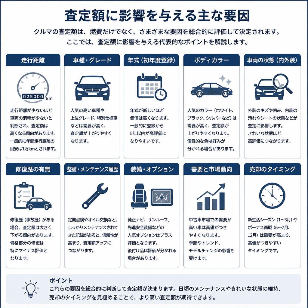 燃費以外にも影響する査定要素