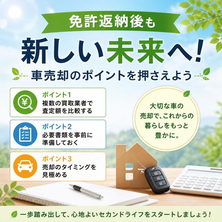 免許返納後も新しい未来へ！車売却のポイントを押さえよう